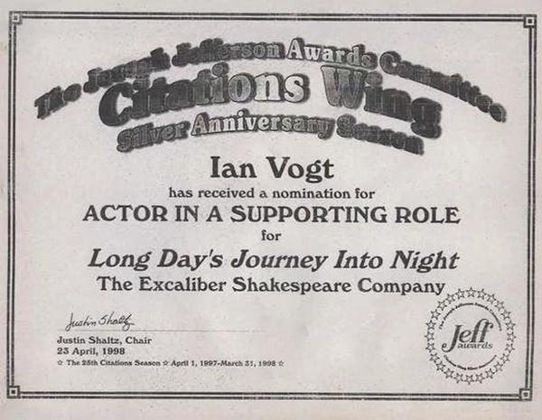 Award-winning Role: Darryl Maximilian Robinson won a 1997 Joseph Jefferson Citation Award for Outstanding Actor In A Play for playing Sam Semela in Fugard: Master Harold And The Boys. 110