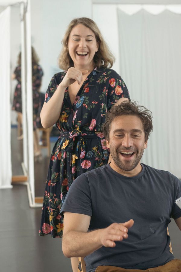 Rehearsal Picture taken by Linda Koprowski. Jil Clesse (CATHY) & Michael Souschek (JAMIE) 1