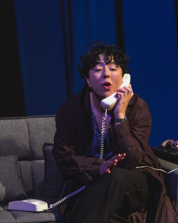 Melanie Santos Cordero as Callie on the phone in Stop Kiss. Photo by MCP Photo.   5