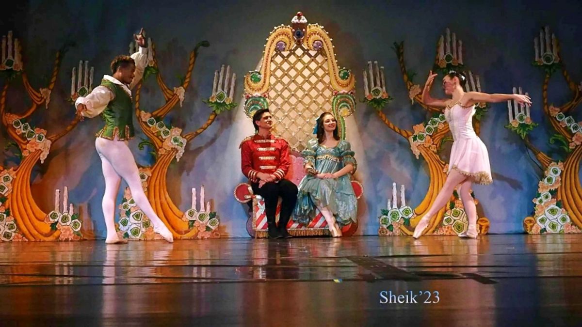 Clara and the Nutcracker Prince are entertained by the Dew Drop Fairy and her Prince