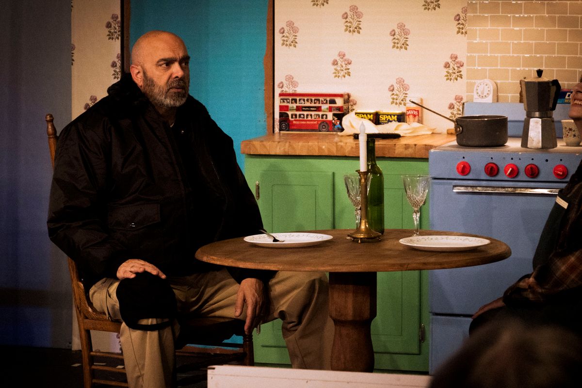Scott Ferrara in rehearsal as Sheriff Buster in MISERY at Curtain Call.