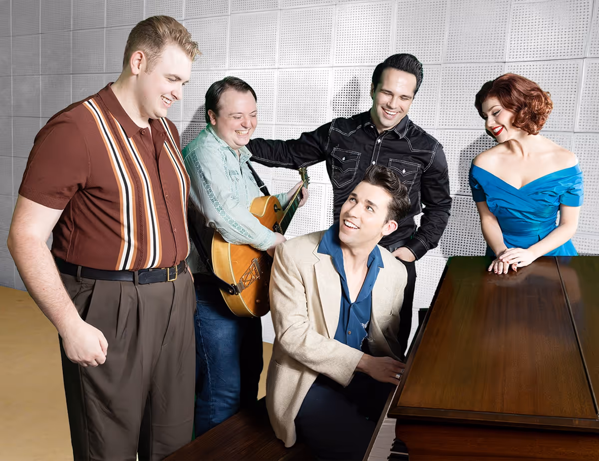 The cast recreates the famous Million Dollar Quartet photo. By Shanna Paxton Photography The cast recreates the famous Million Dollar Quartet photo. By Shanna Paxton Photography