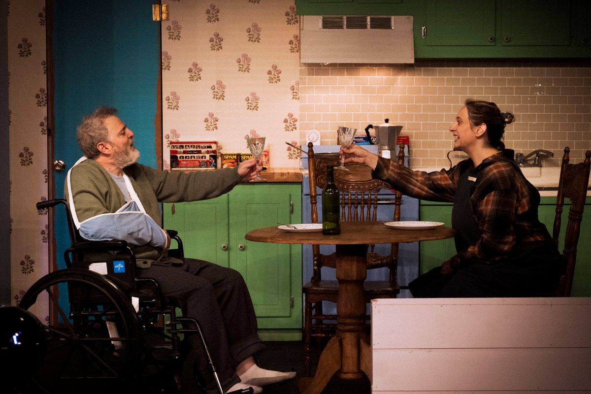 Jenny Maso and Jonathan Rudolph in rehearsal for MISERY at Curtain Call.