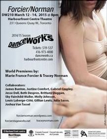 DanceWorks presents Marie France Forcier’s Scars are All the Rage & Tracey Norman’s what goes between show poster