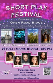 MicroTheatre Festival—four new one-act plays presented back-to-back in a single 60-minute program—on Saturday, July 26, 2025, at The Producers Club (358 W 44th Street, New York)