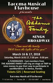 THE ADDAMS FAMILY SINGS BROADWAY - A Fundraiser show poster