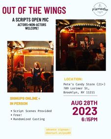 Out of the Wings Open Mic show poster