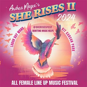 Second annual “She Rises” all female music festival feat. YOLA, KT Tunstall, Jade Bird and more benefiting Music Helps ATX show poster