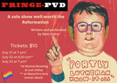 Portly Lutheran Know-It-All show poster