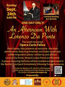 An Afternoon with Lorenzo Da Ponte (starts at 3 pm ends at 4 PM)) show poster