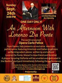 An Afternoon with Lorenzo Da Ponte (starts at 3 pm ends at 4 PM))