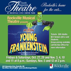 Rockville Musical Theatre presents “Young Frankenstein” show poster