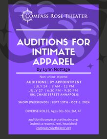 Auditions for Intimate Apparel by Lynn Nottage show poster