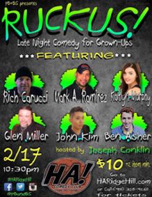 RUCKUS! at HA! Comedy Club show poster