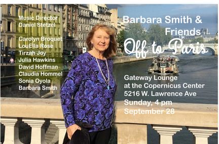 Barbara Smith & Friends present “Off to Paris” show poster