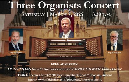 Three Organists Concert - Benefit show poster
