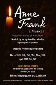 ANNE FRANK, a Musical show poster
