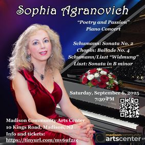 Piano Concert by Sophia Agranovich at the Madison Cultural Arts Center show poster