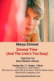 Zimmet Time (And The Livin’s Too Easy): MARYA ZIMMET at Pangea show poster