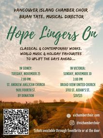 Vancouver Island Chamber Choir: Hope Lingers On show poster