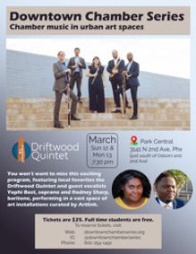 DCS presents: Driftwood Quintet at Park Central show poster