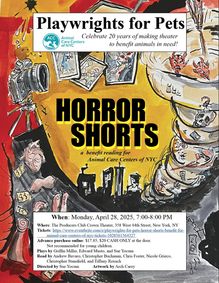 Playwrights for Pets HORROR SHORTS benefit for Animal Care Centers of NYC show poster