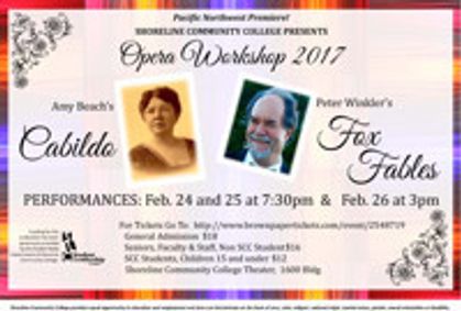 Opera Workshop 2017 - Amy Beach's Cabildo and Peter Winkler's Fox Tales show poster