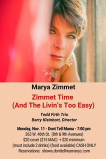 Zimmet Time (And The Livin’s Too Easy): MARYA ZIMMET at Don’t Tell Mama
