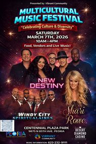 This Saturday! Multicultural Music Festival by Vibrant Community and CCO Ervin Cutright March 7 show poster