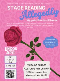 Teatrista Lab Presents Stage Reading of Allegedly at Julia de Burgos Cultural Arts Center show poster
