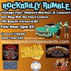 Rockabilly Rumble Vintage Fair, Makers Market, Sip n Shop and Concert. show poster