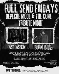 Depeche Mode and The Cure Live at Basecamp + Happy Hour + Late Night DJ show poster