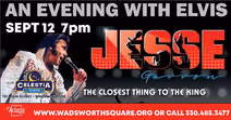 The Celestia Theater presents An Evening with Elvis starring Jesse Garron On September 12, 2026