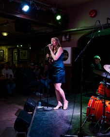 Sunday Dinner and Jazz Date: Vancouver jazz vocalist Angela Verbrugge & NYC pianist Ray Gallon, with Torontonians Jon Maharaj and Morgan Childs  show poster