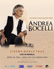 Andrea Bocelli: Cinema World Tour Live in Manila show poster