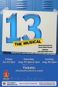 Avalon Productions Presents…  13: The Musical show poster