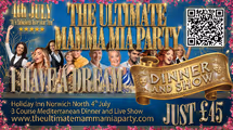 I Have A Dream - The Ultimate Mamma Mia Party - Live Entertainment Plus Three Course Meal Just £45 in UK Regional