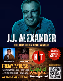 Kill Tony Golden Ticket Winner JJ Alexander Live At Liquid Laughs!