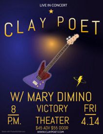 Live In Concert CLAY POET with comedian Mary Dimino