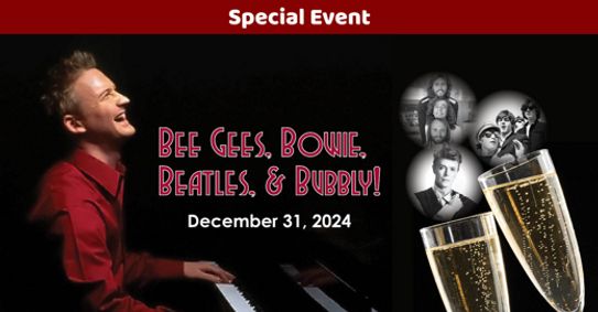 Bee Gees, Bowie, Beatles & Bubbly show poster