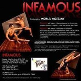 INFAMOUS presented by Michael Mizerany at San Diego Fringe Festival show poster