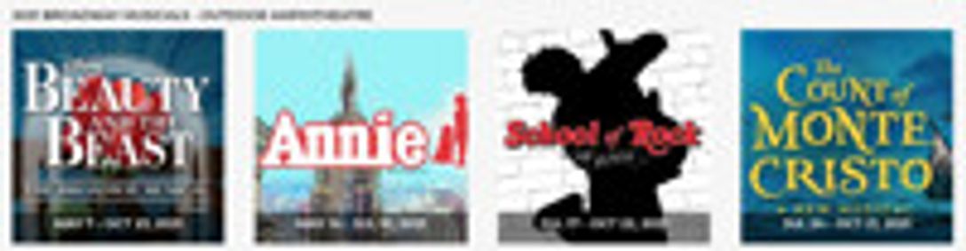 Beauty and the Beast, Annie, School of Rock, The Count of Monte Cristo show poster