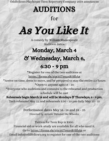 Auditions for As You Like It show poster
