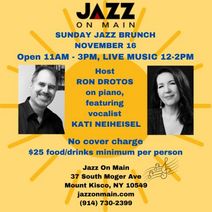 Sunday Jazz Brunch with Host/Pianist Ron Drotos and Guest Vocalist Kati Neiheisel