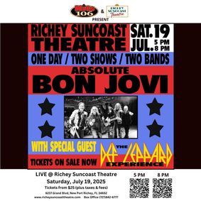 Richey Suncoast Theatre to Host Epic 80s Rock Tribute with Absolute Def Leppard and Absolute Bon Jovi show poster