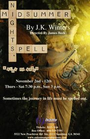 “Midsummer Nights’ Spell”  by J.K. Winters A play on words show poster