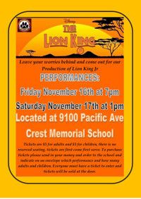 Lion King Jr show poster