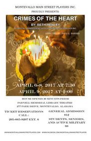 'Crimes of the Heart' by Beth Henley produced by special arrangement with Dramatist Play Services, Inc show poster