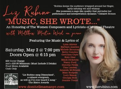 Liz Rubino MUSIC, SHE WROTE... An Honoring of The Women Composers and Lyricists of Musical Theatre show poster