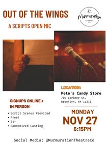 Out of the Wings (A Scenes Open Mic) show poster